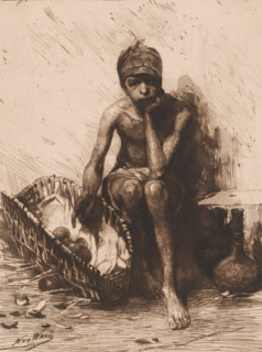 Neapolitan fruit seller, Fruit seller, print, printmaker: Nicolaas van der Waay, printer (person):
