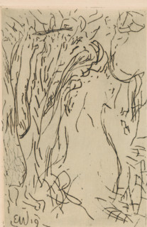 Abstracted forest landscape, print, printmaker: Erich Wichmann (signed by artist), 1919, paper,