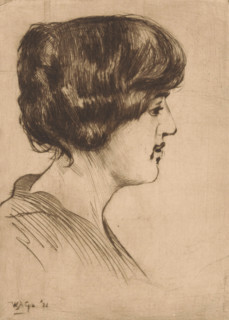 Portrait of an unknown woman, print, printmaker: Willem Adrianus Grondhout (signed by artist),