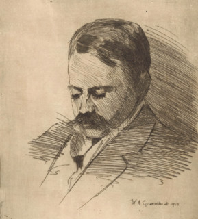 Portrait of an unknown man, print, The man has a mustache., printmaker: Willem Adrianus Grondhout,