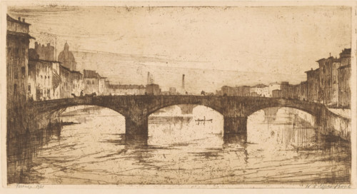 Firenze (original title on object), print, A bridge over the Arno in Florence., printmaker: Willem