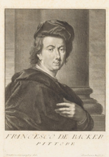Portrait of painter Johannes Frans de Backer, Portraits of artists, print, book illustration,