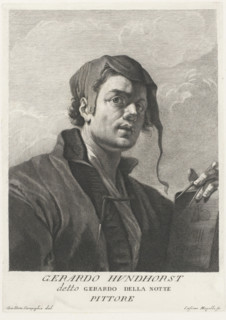 Portrait of artist Gerard van Honthorst, Portraits of artists, print, book illustration,