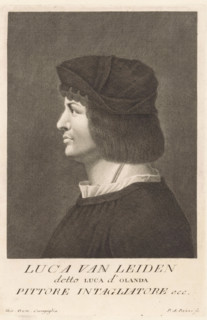 Portrait of artist Lucas van Leyden, Portraits of artists, print, book illustration, printmaker: