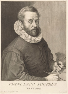 Portrait of artist Frans Pourbus II, Portraits of artists, print, book illustration, inscription: