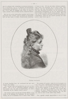 Portrait of Thérèse Schwartze, print, book illustration, Portrait of Thérèse Schwartze in an oval.
