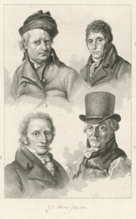 Portraits of Wybrand Hendriks, Abraham van Strij, Adriaan de Lelie and Michiel Versteegh, print,