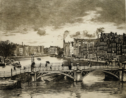 View of the Binnen-Amstel in Amsterdam, View of the Binnen-Amstel and the Halvemaansteegbrug