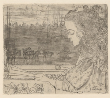 Portrait of Charley Toorop, reading in front of the window, Charley in front of the window