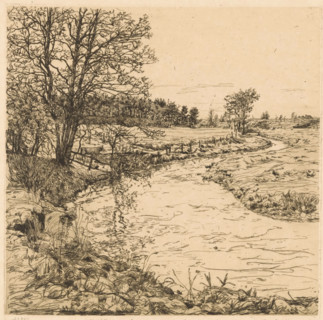 By the Hattemerbeek (original title on object), print, A landscape with a brook near Hattem. On the