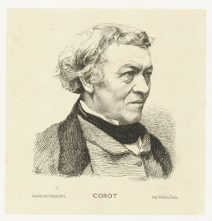 Corot, Portrait of artist Jean-Baptiste Camille Corot, print, printmaker: Félix Bracquemond,
