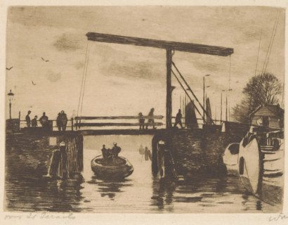 View of the Kikkerbilssluis in Amsterdam, print, The connection between the Oude Schans and the