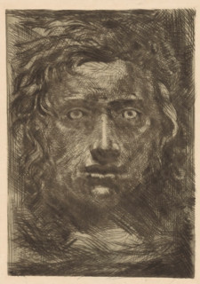 Character head (original title on object), print, The head of a man., number: '68', printmaker: