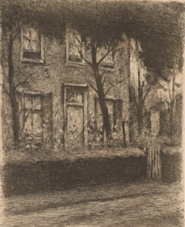 Front garden of a house with hedge, print, printmaker: Eduard Karsen (signed by artist), 1870 -