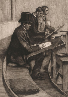 Drawing men, print, inscription: 'earliest state', printmaker: Nicolaas van der Waay, 1865 - 1936,