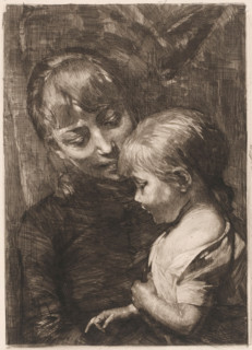 Woman with child, print, printmaker: Nicolaas van der Waay, 1865 - 1936, paper, chine collé,