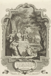 Cartouche with allegory on the history of the Arabian Peninsula, Title page for: Kornelis