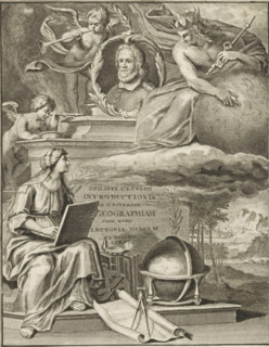 Title page for: Philipp Clüver, Introductionis in universam geographiam, sa, Portrait of Philipp
