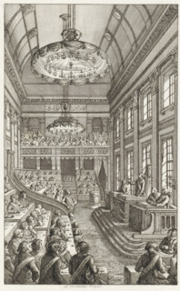 First National Assembly in The Hague, 1796, print, historical print, Session of the First National