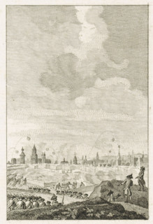 Bombardment of Maastricht, 1793, print, Bombardment of Maastricht by the French army, February 24,