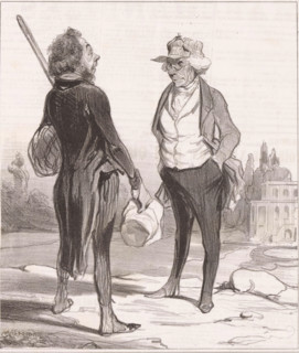 Robert Macaire tells a man why he is leaving France, Robert Macaire, cartoon, Series number, 3, 20,