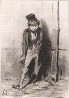 Drunkard with worn boots near drainpipe, Cré nom! Elles sont plus heureuses, Banal situations,