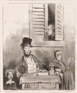 Man sends away singing family with street organ, Musicians of Paris, Les musiciens de Paris,
