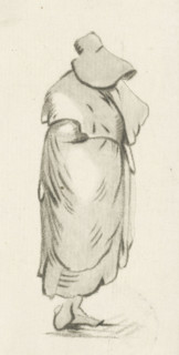 Standing woman, print, Standing woman holding a handkerchief to her face., printmaker: Cornelis