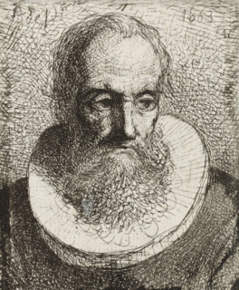 Portrait of an unknown man, print, Portrait of a man with a beard and ruffled collar., printmaker: