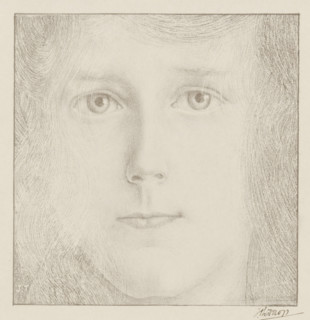 Head of a girl (original title), Portrait of Willy Timmerman, print, printmaker: Jan Toorop (signed