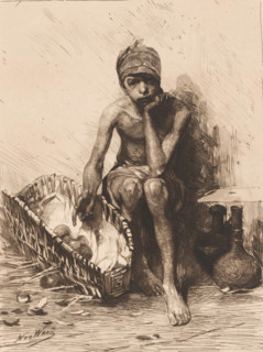 Neapolitan fruit seller, Fruit seller, print, inscription: 'd... 1883', printmaker: Nicolaas van