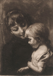 Bad mood, Woman with child, print, printmaker: Nicolaas van der Waay, 1865 - 1936, paper, chine