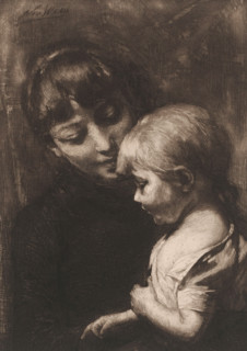 Woman with child, print, printmaker: Nicolaas van der Waay (signed by artist), 1865 - 1936, paper,