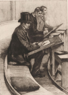 Drawing men, print, printmaker: Nicolaas van der Waay (signed by artist), 1865 - 1936, paper, chine