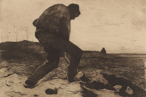 Heiwerker, print, Man digging., signature: 'Willem Witsen', printmaker: Willem Witsen (signed by