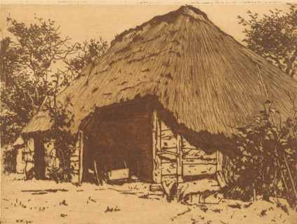 Open barn in Brabant, print, watermark, printmaker: Willem Witsen, 1892, 1912, paper, etching,