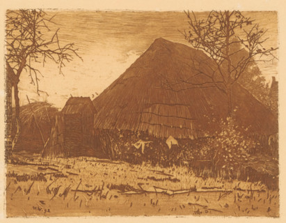 Back of a barn in Brabant, print, watermark, printmaker: Willem Witsen, 1892, paper, etching,