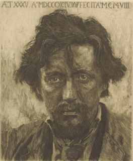 Portrait of Willem Kloos, print, printmaker: Willem Witsen, Amsterdam, printer (person): Dirk