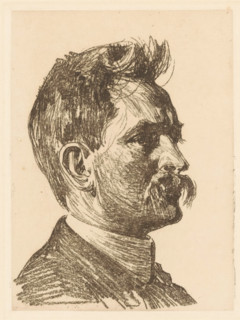 Portrait of Jan Hofker, print, inscription: 'II uitgehaalde druk', watermark, printmaker: Willem