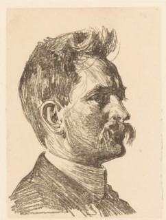 Portrait of Jan Hofker, print, inscription: 'I niet uithaalde dr.', watermark, printmaker: Willem