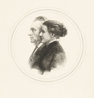 Double portrait of Josephus Albertus Alberdingk Thijm and his daughter, print, printmaker: Petrus