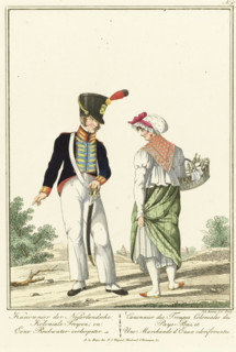 Gunner of the Dutch Colonial troops, and a cologne seller, Cannoneer with a cog seller, Uniforms