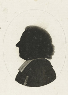 Silhouette portrait of an unknown minister, print, Bust in silhouette of an unknown minister, a