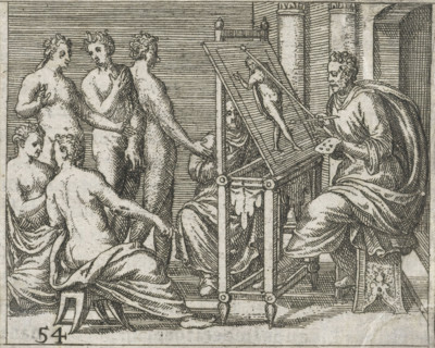 EX OPTIMIS PRAESTATIORES VITAE MAGISTROS IMITADOS, Artist painting from a nude model, Denis Lebey