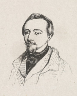 Portrait of Jean Pierre Cluysenaar, print, after drawing by anonymous, 1841 - 1842, printmaker,