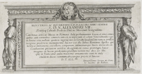 Title print with two male caryatids, History of Emperor Constantine, print, title print, Title
