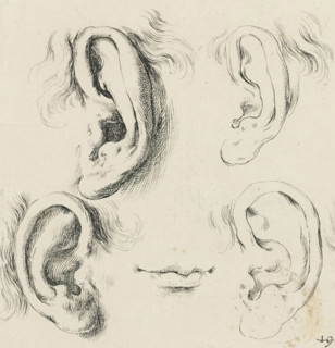 Four ears and a mouth, Collection of various pieces serving the art of portraiture, Drawing