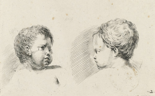 Two heads of children, one seen from the back, Drawing examples for portraits, Collection of