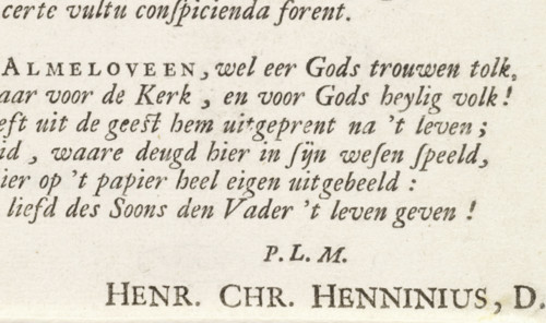 Poem to Jan van Almeloveens' portrait of Johannes ab Almeloveen, print, writer (clerical worker):