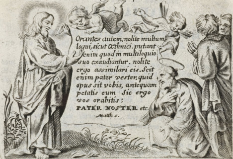 Christ teaching the disciples, print, prayer card, Christ stands in a landscape and makes a